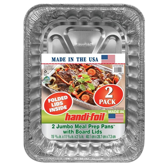 Handi-Foil Jumbo Meal Prep Pans & Board Lids, 2 pk - 15.8" x 11.3" x 2.9"