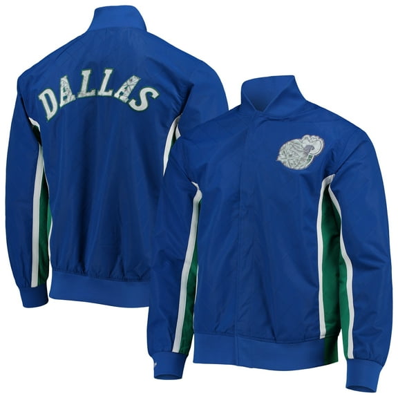 Men's Dallas Mavericks Blue Mitchell & Ness Hardwood Classics 75th Anniversary Authentic Warmup Full-Snap Jacket