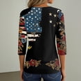 thumbnail image 6 of Women's 250th Anniversary USA Shirt Patriotic American Flag Print V-Neck Button 3/4 Sleeve T-Shirt, 6 of 6