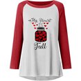 thumbnail image 3 of Women`s Multiple Color Fashion Flowy Nature V-neck Printing Long Sleeve Polyester Top Blouse Shirt(Red,M), 3 of 4