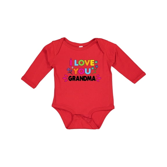 Inktastic I Love You Grandma with Flowers Girls Long Sleeve Baby Bodysuit
