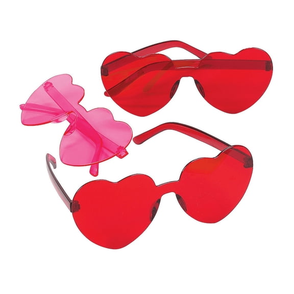Kids Valentine Rimless Heart Glasses - 12 Pc.