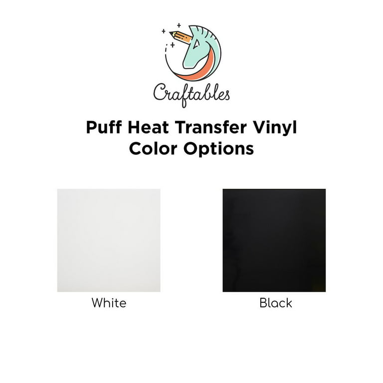 Craftables Black Puff Iron on Vinyl 5 Sheets | Expanding 3D Heat Transfer  Vinyl for Fabrics