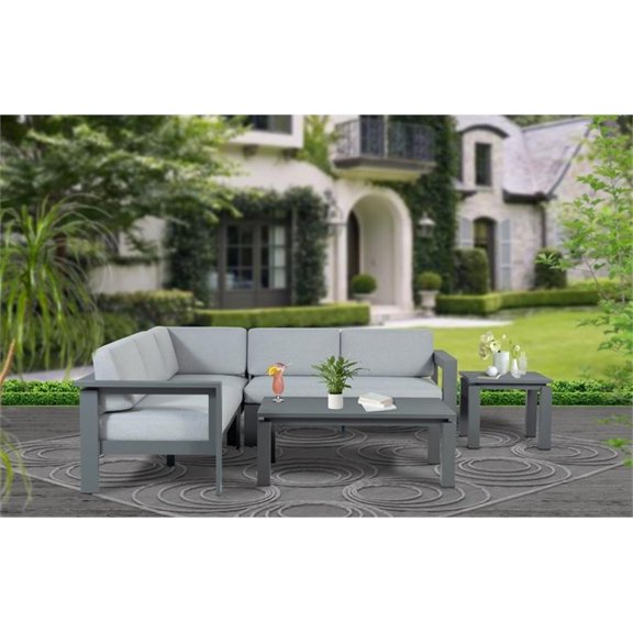 Sardinia Aluminum Frame Outdoor Sectional Sofa - Gray