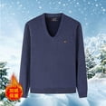 thumbnail image 4 of Handshe Men's Solid Color Thermal V-Neck Sweater, Thickened Casual Knit Pullover for Men, Outdoor Winter Layering and Daily Wear,Plus Size, 4 of 4