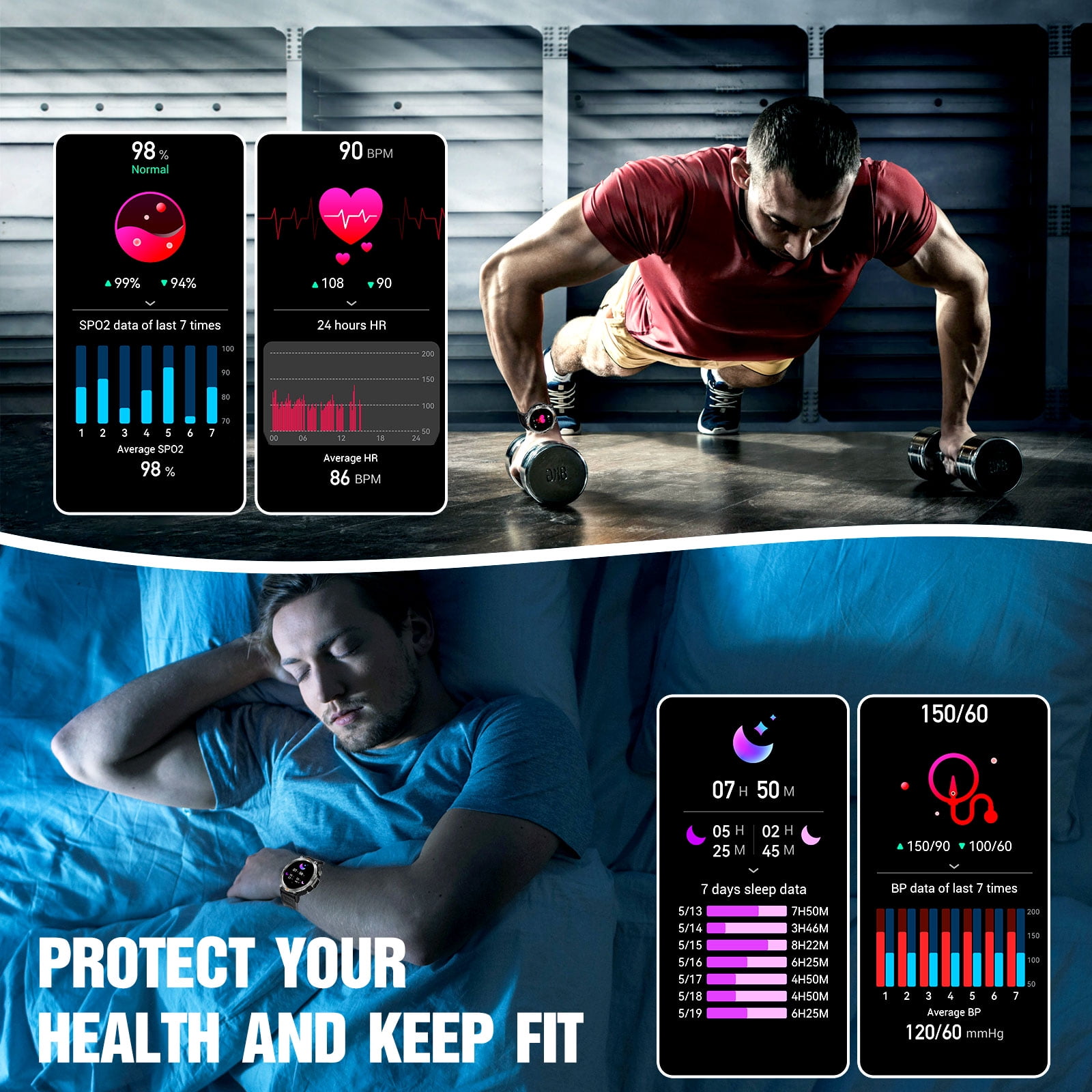 Military Smart Watch for Men 1.45'' Smart Watch (Answer/Make Calls) with Flashlight 113 Sports Modes Fitness Tracker