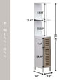thumbnail image 4 of Slim Bathroom Storage Cabinet with Open Shelves and Two Doors, Freestanding Organizer for Compact Spaces, Ideal for Towels, Toiletries, White and Oak Finish – Stockholm Collection, 4 of 9