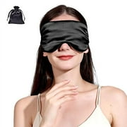 LERSVICVIL 19 Momme 100% Pure Mulberry Silk Sleep Mask Effective Shading Eye Cover Luxury Eye Shade with Soft Adjustable Strap(Black)