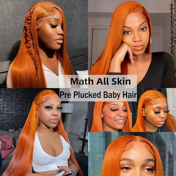 Light Orange Beauty Lace Front Wig Amazon.com : YMSGIRL Fire Orange Lace Front Wig Human Hair  main image 2