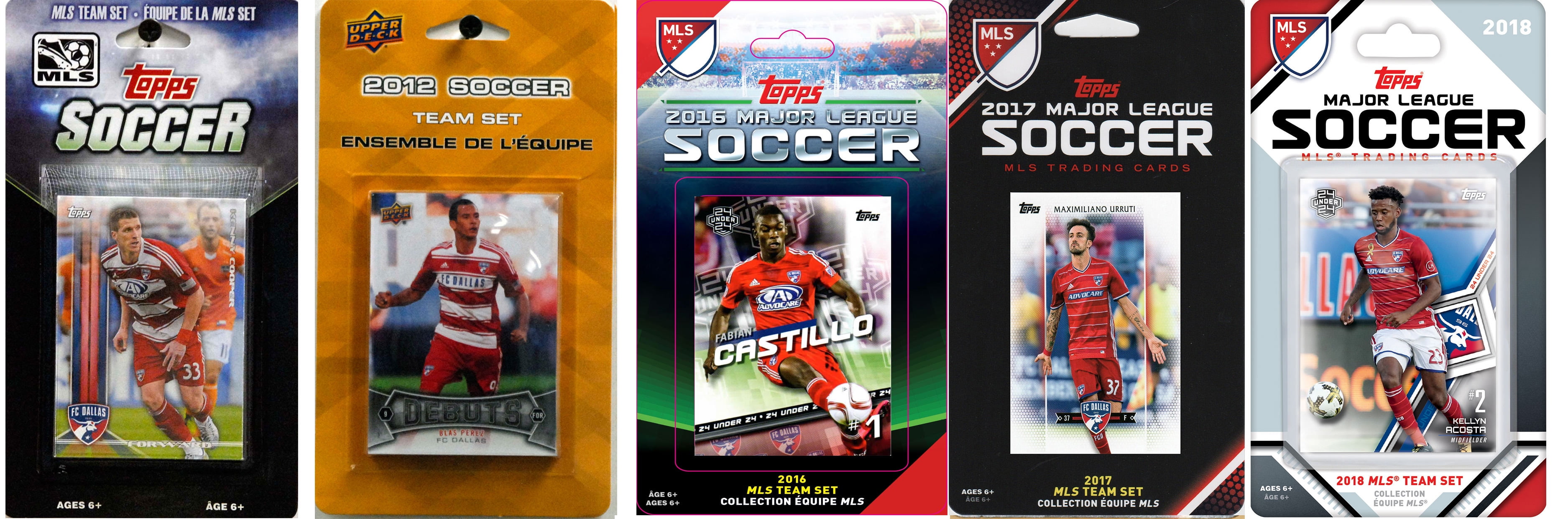 MLS FC Dallas 5 Different Licensed Trading Card Team Sets