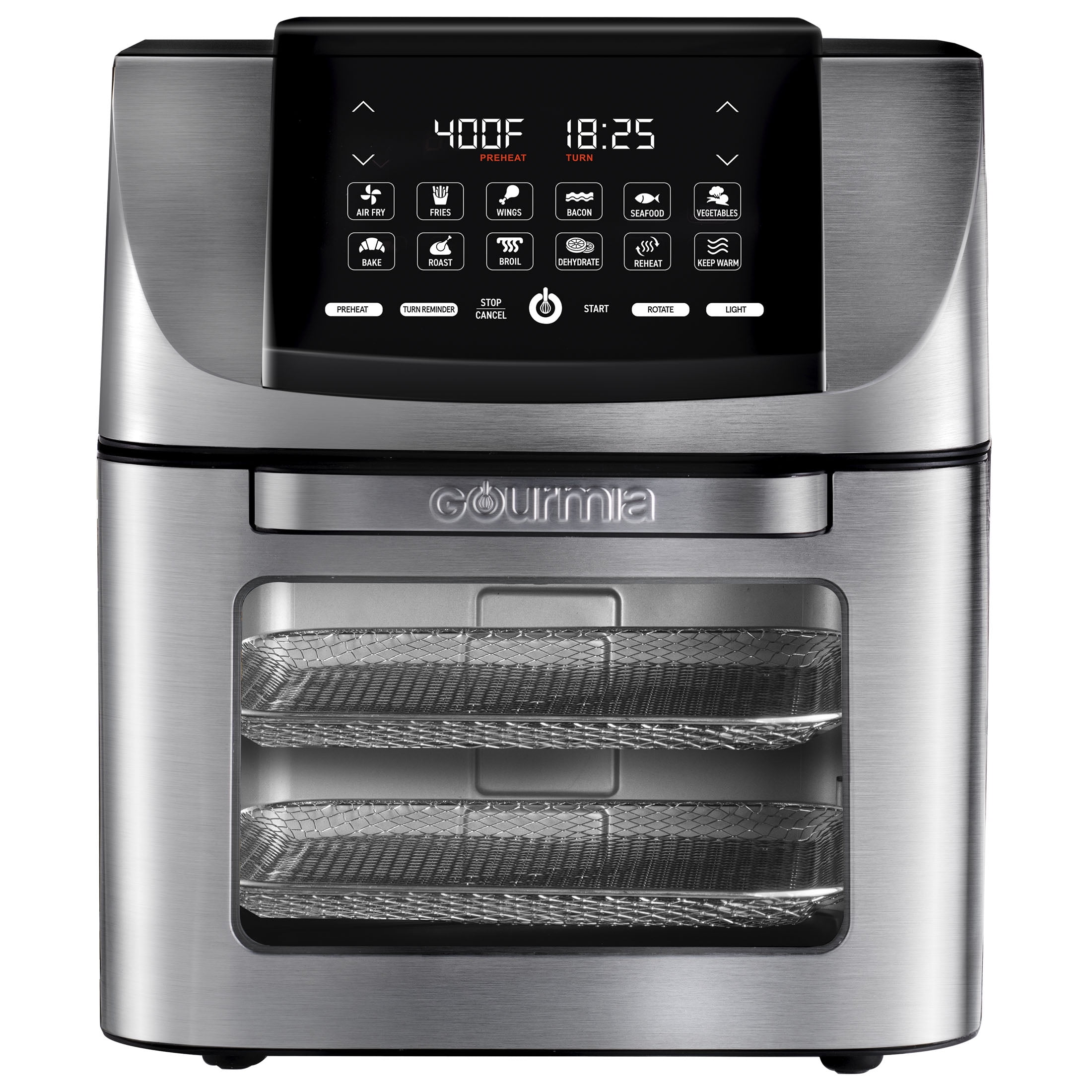 Air Fryers, Gourmia GTF2448 19-in-1 Multi-function, Digital, Stainless  Steel 6-Slice Air Fryer Oven with 19 One-Touch Cooking Functions and  Single-Pull French Doors - Includes Air Fry Basket, Oven Rack, Baking Pan 