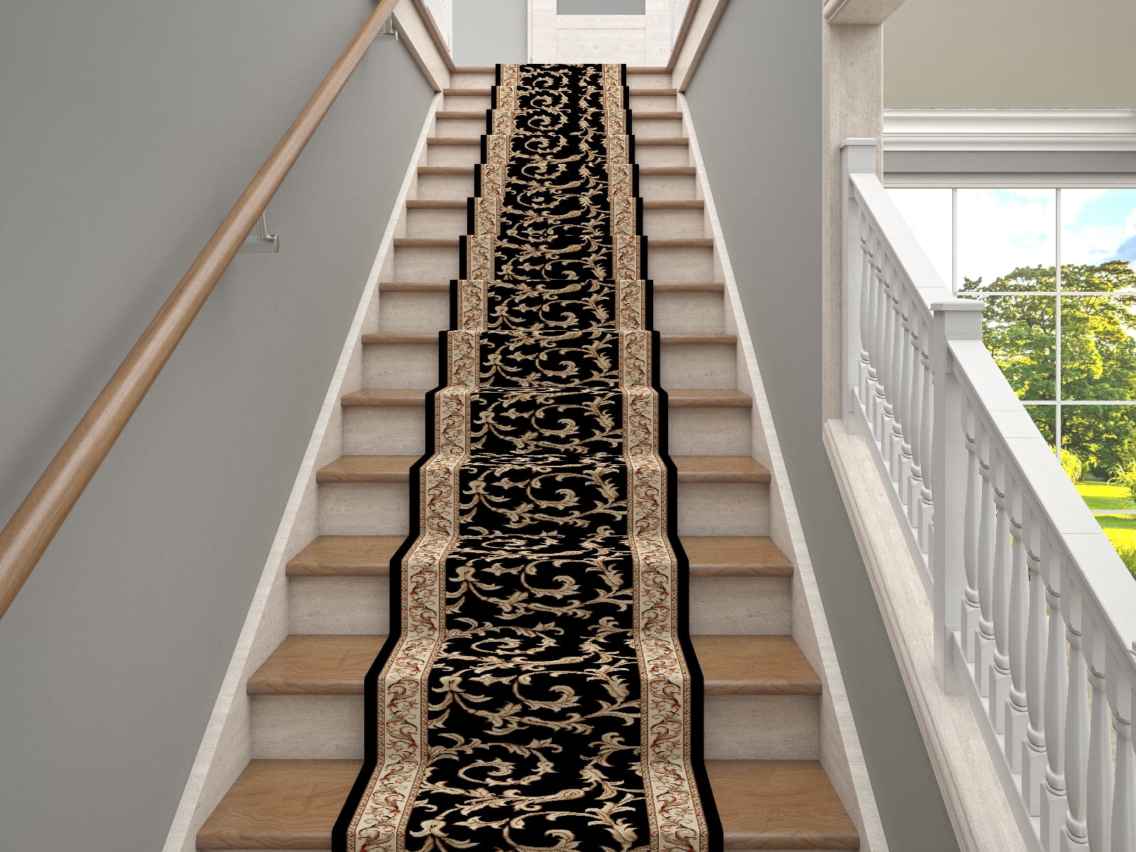 Black Marash Luxury Collection 25 Stair Runner Rugs Stair Carpet Runner with 336,000 Points of Fabric Per Square Meter
