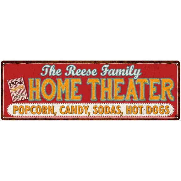The REESE Family Home Theater Sign Gift 6x18 Metal Movies Decor 206180100405