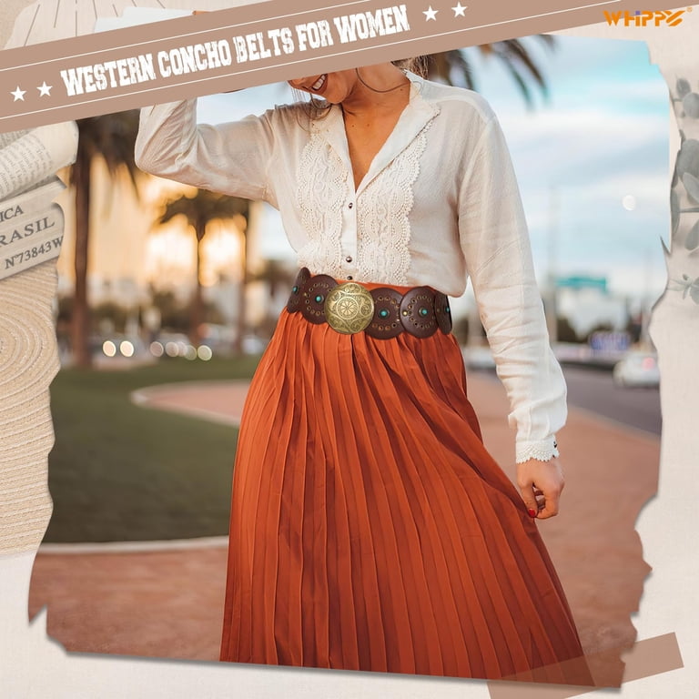 Whippy Western Leather Belt for Women, Wide Vintage Cowgirl 