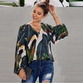 thumbnail image 4 of Pompotops Mode Dames Décontracté Manches Longues Col en V Blouse Femme T-Shirt Imprimé, 4 of 9