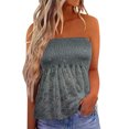 thumbnail image 1 of Loose Tank Tops Para Las Mujeres Mujeres encaje Bandeau Casual sin mangas verano vacaciones suelta vacaciones TubeTop camisa blusa plisada estiramiento túnica Top (Grey, XXL), 1 of 6