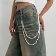 thumbnail image 2 of Pants Chain for Women Men Silver Pearl Cross Link Wallet Chain Layered Jeans Body Jewelry Biker Hip Hop Punk Jewelry, 2 of 5