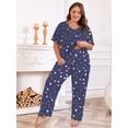 thumbnail image 4 of PinkBeautiM Women Plus Size Pajamas Set V Neck Prints Pjs Sleepwear with Pockets, 4 of 6