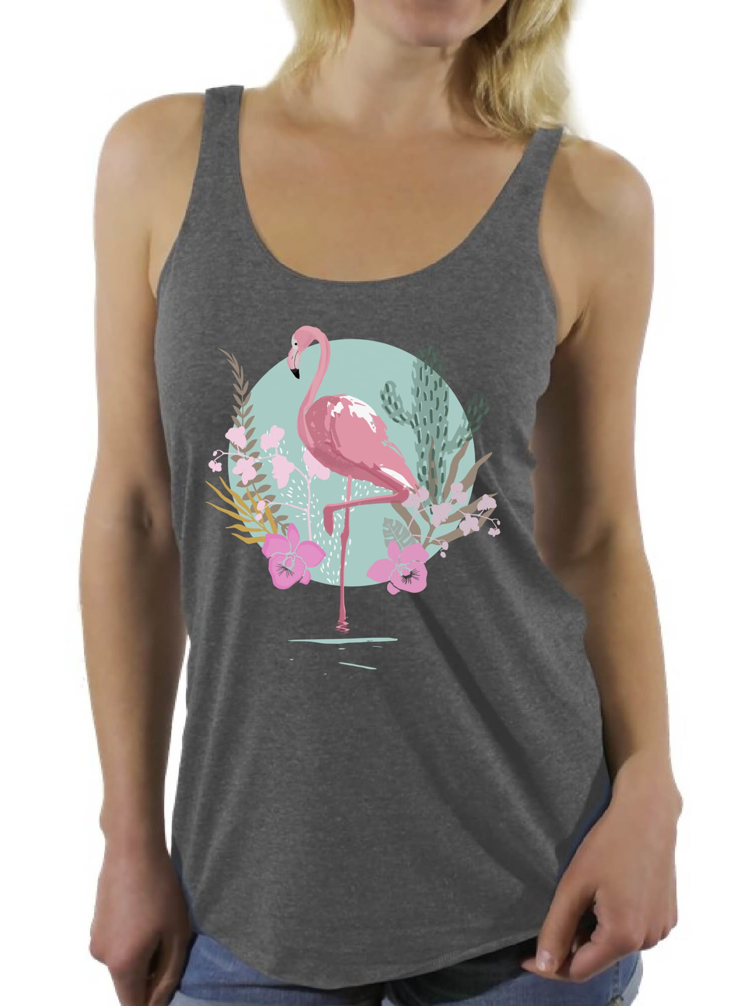 Awkward Styles Pink Floral Flamingo Racerback Tank Top T-Shirt for Her ...