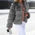 thumbnail image 1 of MPWEGNP European And American Wool Imitation Jacket Women's Short Long Sleeve Faux Leather Coat Grey L, 1 of 5