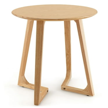Finihen End Table, 24 Inch Round End Table with Adjustable Foot Pads, Sofa Side Table, Bed Side Table, for Living Room, Bedroom, Natural