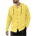 thumbnail image 4 of Mens Long Sleeve Shirts Drawstring Hooded Sweatshirt Casual Button Shirts, 4 of 5