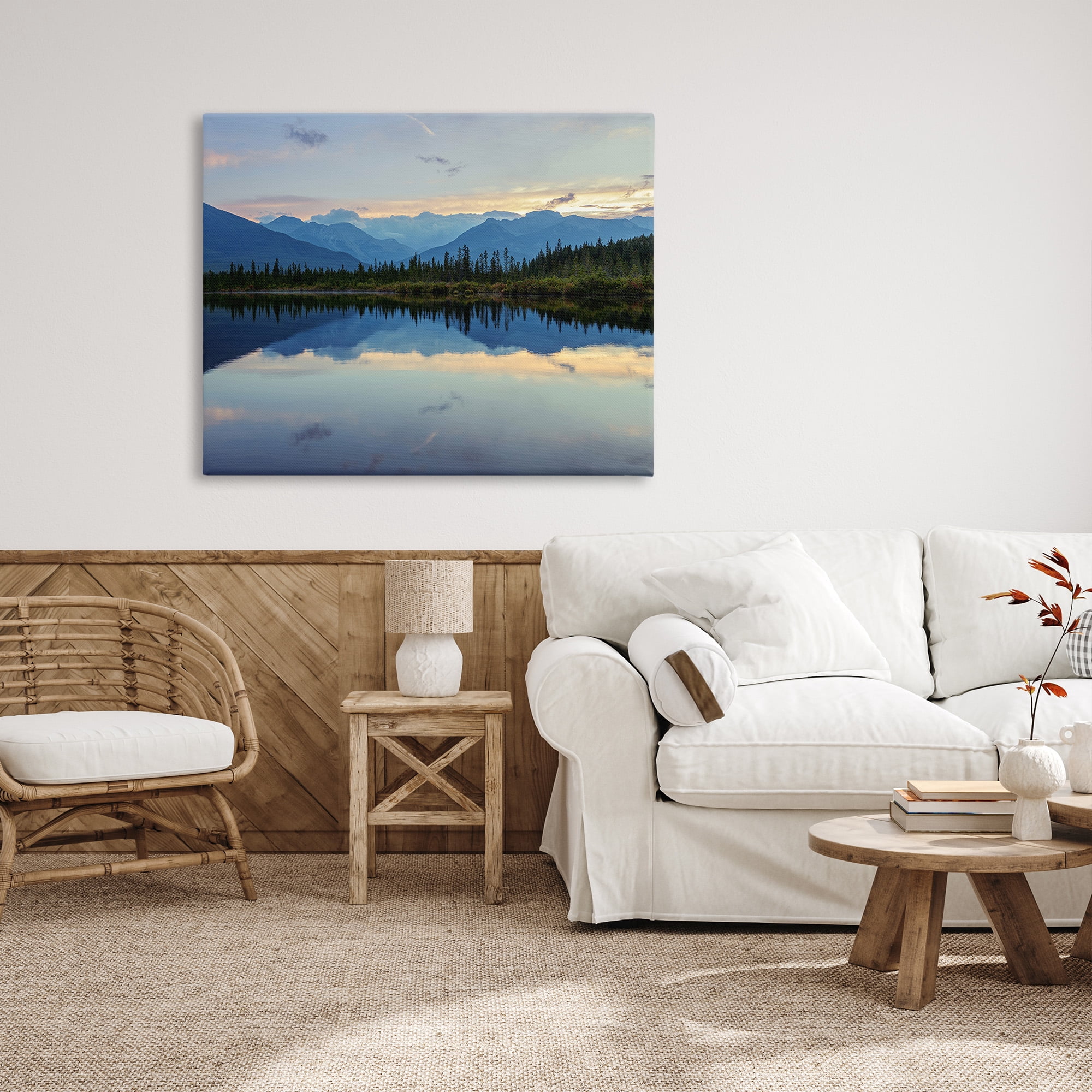 Stupell Industries Mountain Clouds Reflection Landscape Photography Gallery Wrapped Canvas Art Print Wall Art, 48 x 36