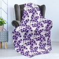 thumbnail image 4 of Orchids Soft Flannel Fleece Throw Blanket, Pastel Exotic Flowering Plants Blossom Monochrome Tropical Flourish Style, Cozy Plush for Indoor and Outdoor Use, 50" x 60", Purple and White, by Ambesonne, 4 of 5
