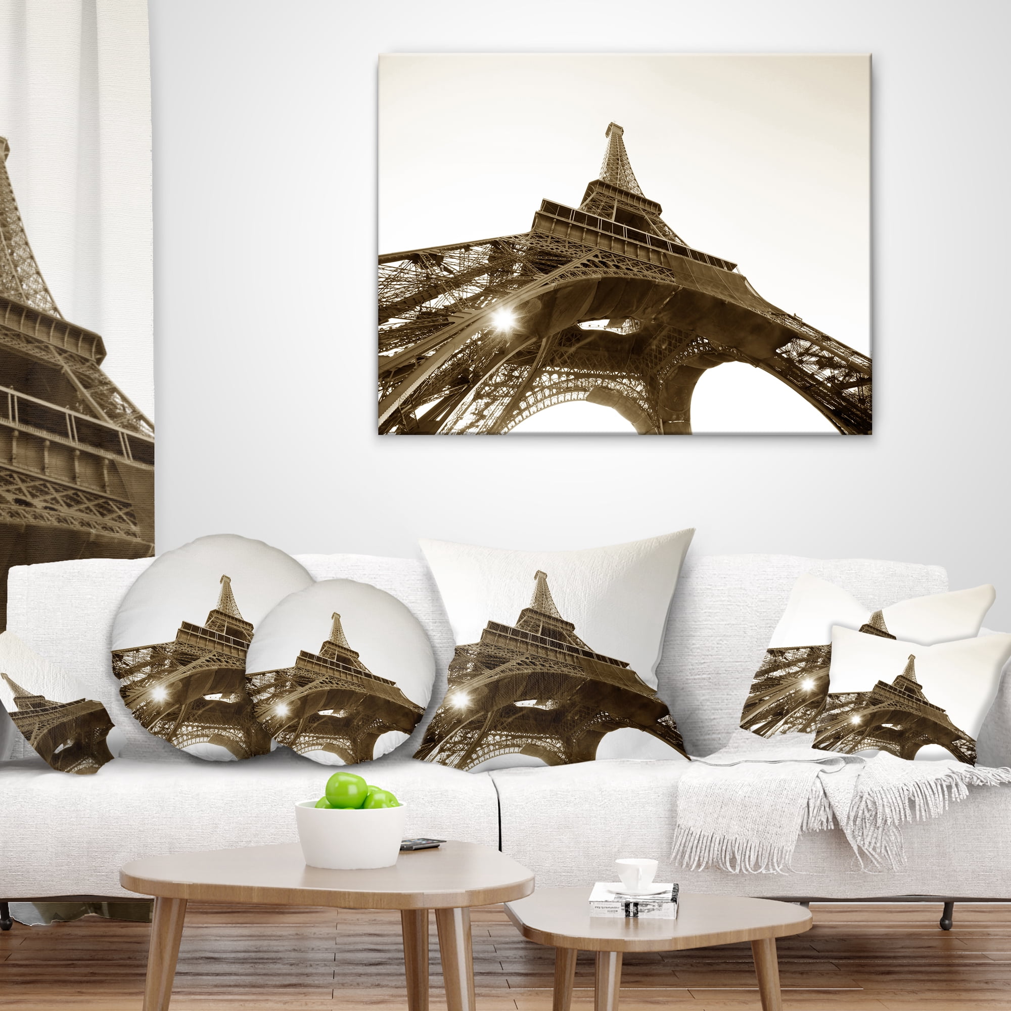 Designart Paris Eiffel TowerStraight Into Sky - Photography Throw Pillow - 16x16