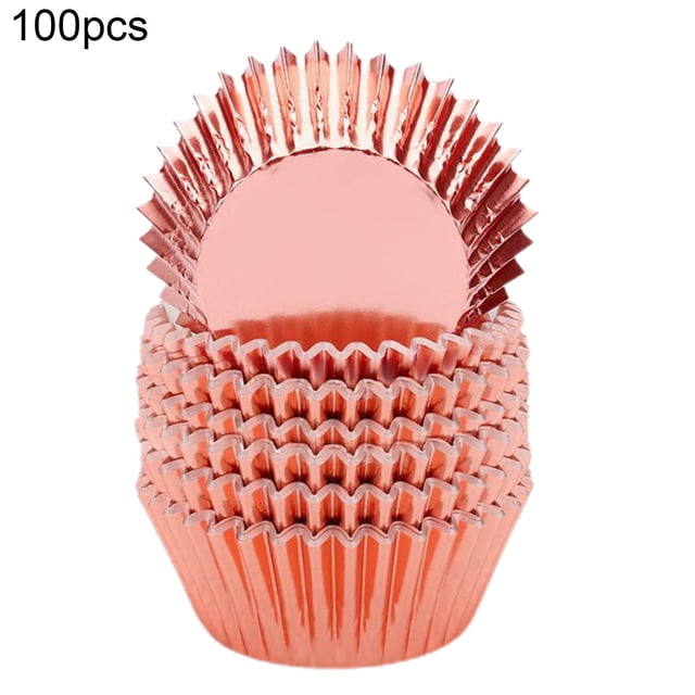 100 moldes para pasteles, resistentes al calor y a la grasa, de aluminio, para cupcakes, suministros para hornear
