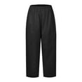thumbnail image 3 of ZHUASHUM Womens Sweatpants Plus Size Wide Legged Trouser Ladies Breathable Travel High Waist Solid Color Loose Fitting Flairy Linen Trouser Black 5XL, 3 of 4