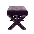 thumbnail image 4 of Kari Plum Velvet Bench - Button Tufted, Silver Nailhead Trim, X-Legs, 4 of 7