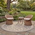 thumbnail image 3 of Safavieh Courtyard Nanda Botanical Indoor/Outdoor Area Rug, Gray/Natural, 6'7" x 6'7" Round, 3 of 14