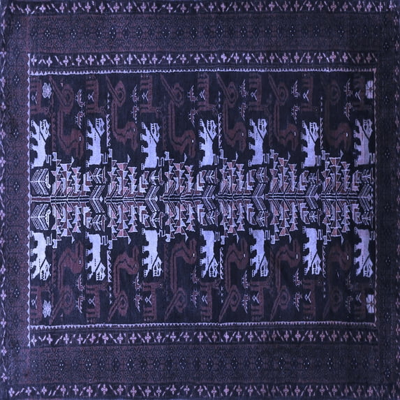 Ahgly Company Indoor Square Animal Blue Traditional Area Rugs, 6' Square