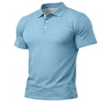 thumbnail image 6 of Men’s Hawaiian Polo Shirts Summer Golf Beach Short Sleeve Solid T-Shirts Quick Dry Lightweight Regular Fit Collared Shirt Light Blue 4XL, 6 of 6