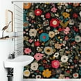 thumbnail image 4 of Dark Background Vibrant Floral Pattern Shower Curtains - Bath Shower Curtain Set with 12 Hooks for Adults Kids Bathroom Decor Accessories, 4 of 7