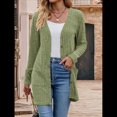 thumbnail image 4 of Cárdigan de Otoño para Mujer, de Punto Suave, de Larga, Abierto Al Frente y con Bolsillos. Verde XL, 4 of 8
