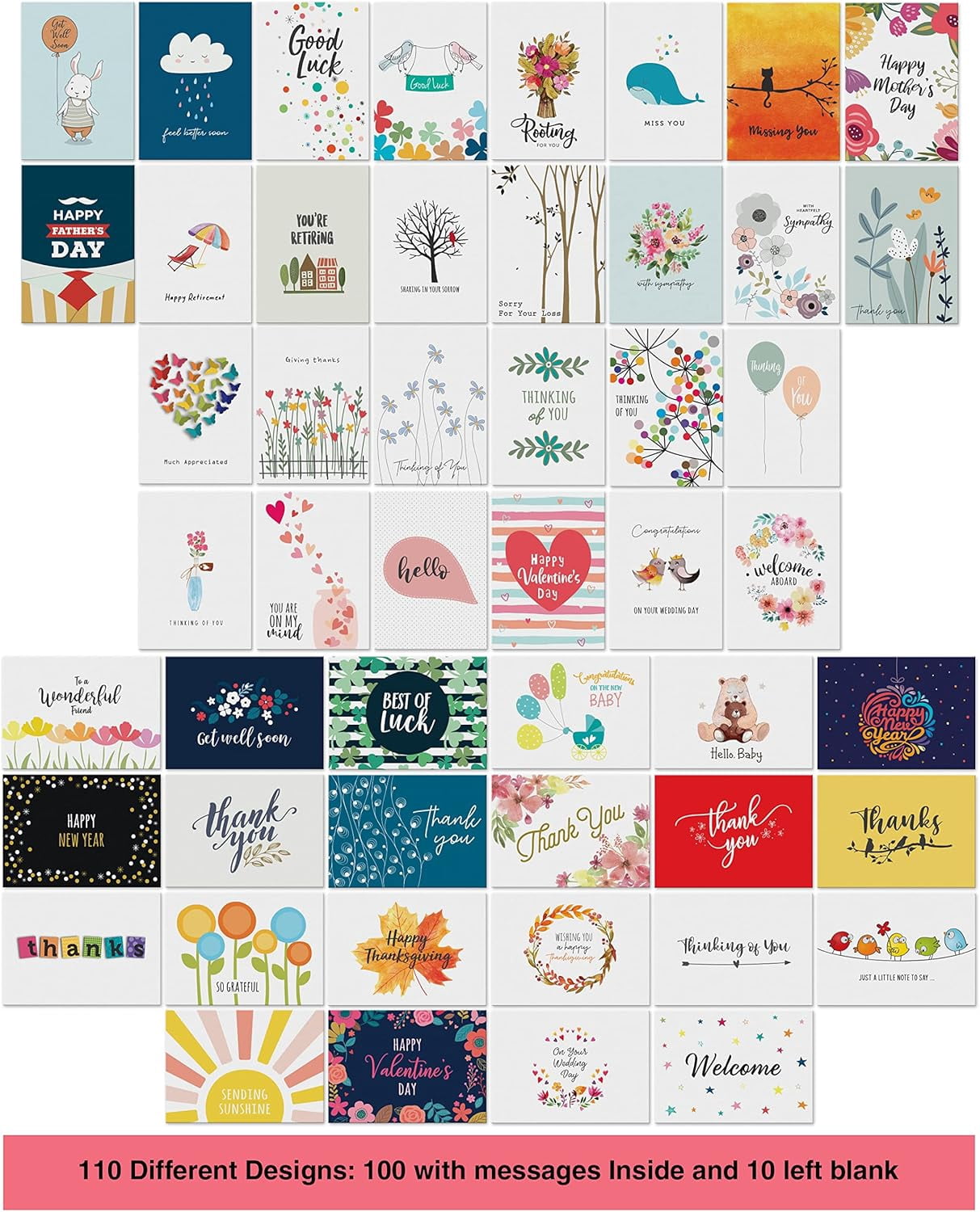 Dessie 110 Greeting Cards with Unique Designs for All Occasions, 4” x 6”