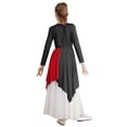 thumbnail image 2 of Doomiva Robe de Danse pour Filles Enfants, Manches Longues, Métallique, Or, Bloc de Couleur, Culte, Église, Rouge 8, 2 of 7