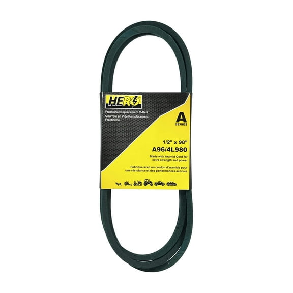 HERO® 1/2 inch x 98 inch Aramid Kevlar Lawn Mower Belt Replacement For Reference A96 4L980