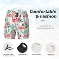 thumbnail image 3 of Yiaed Flamingo Flower Print Mens Swim Trunks Bathing Suit Compression Liner Beach Swim Shorts Swimwear Quick Dry Zipper Pocket No-Chafing Board Short-, 3 of 6