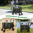 thumbnail image 4 of Vomeast Wagon Stroller for 2 Kids, 3-in-1 Outdoor Baby Stroller Wagon with Canopy, 5-Point Harness, Adjustable Handlebars, Removable Seat for Toddlers, Green, 4 of 11