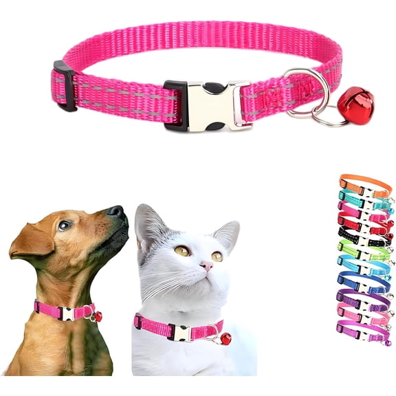 Puppy Collar with Bell, Xs Kitten Cat Collar, Nylon Metal Buckle Reflective for for XXS XS Tiny Little Dogs Male Girls Tiny Pet Small Animals