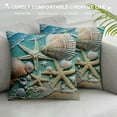 thumbnail image 3 of Creowell Throw Pillow Covers Starfish and Seashell Summer Beach in Sea Water Time Caribbean Decor Pillow Cases Home Decorative Square Pillowcases White, 3 of 5