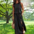 thumbnail image 3 of Vestido Sin Mangas Vestido sin mangas de verano Elegante vestido largo maxi Ropa femenina suave (Negro XXL) Cgtredaw para Mujer Negro T L, 3 of 6