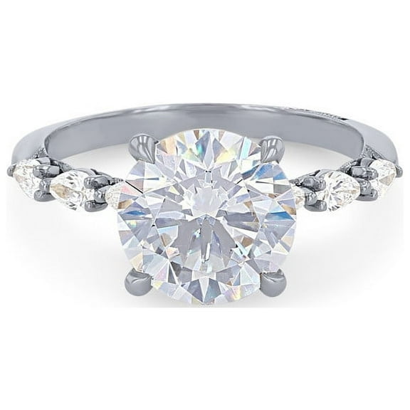 1.00 Ct Excellent Round Cut Natural Diamond Latest Design Solitaire with Accents Engagement Ring for Women in Solid 14K White Gold Size 7