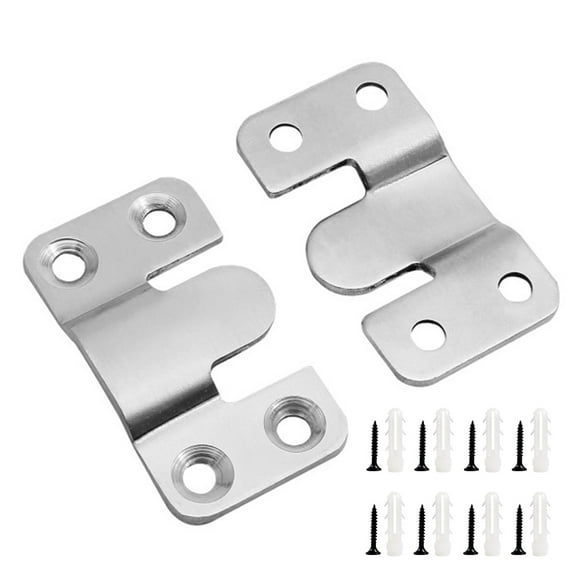 Sylvtty 1 Pair Wall Mounting Bracket Picture Hanger Rustproof Corrosion Resistant 10kg Load-capacity Easy to Install Black Flush Mount Brackets