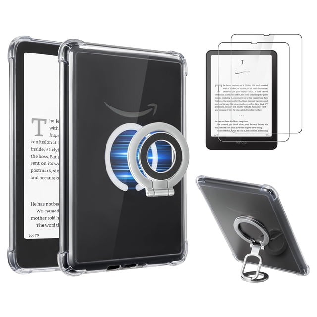 Funda magnética transparente 3 en 1 con asa anular para Kindle Paperwhite