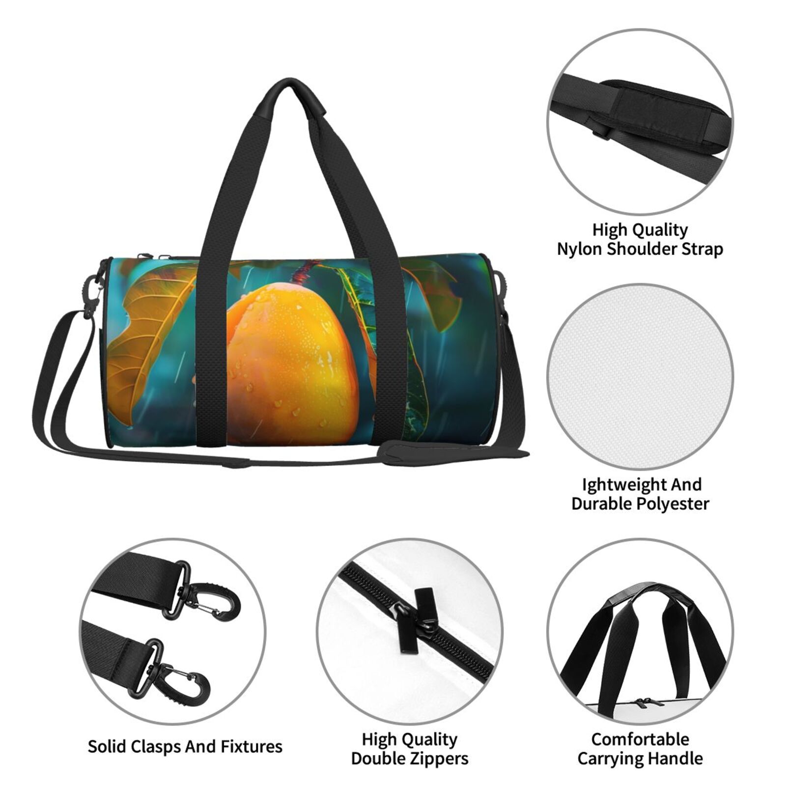 Vsdgher Mango In The Rain 45L Foldable Duffel Bag, Sports Gym Bag,Overnight Bag, Portable Weekender Bag for Airplanes