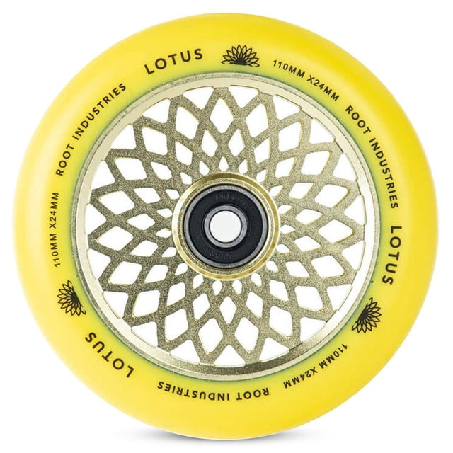 Root Industries Roues de Trottinette Lotus, Ensemble Jaune pour Trottinettes Freestyle et Pro